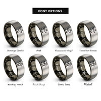 font options for inside engraving on gunmetal & gray dog halo rings