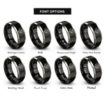 font options for inside engraving on black & gray dog heart rings