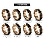 font options for inside engraving on black & rose gold dog leaping rings