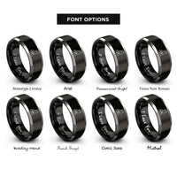 font options for inside engraving on black & silver dog mountains howling rings