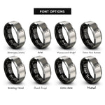 font options for inside engraving on black & silver dog mountains howling rings