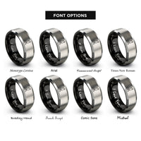 font options for inside engraving on black & silver dog mountains howling rings