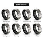 font options for inside engraving on black & grey dog mountains howling rings