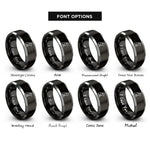 font options for inside engraving on black & silver dog mountains howling rings