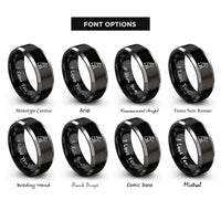 font options for inside engraving on black & silver dog mountains howling rings