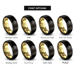 font options for inside engraving on black & gold dog paw rings