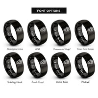 font options for inside engraving on black dog paw cross rings