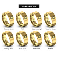 font options for inside engraving on gold dog paw cross rings