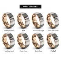 font options for inside engraving on rose gold & grey dog rings