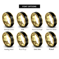 font options for inside engraving on black & gold dog silhouette rings