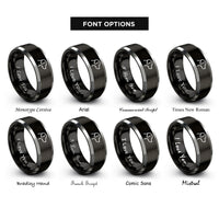font options for inside engraving on black & grey dog silhouette rings