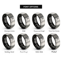 font options for inside engraving on black & gray dog tags rings