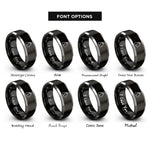 font options for inside engraving on black & silver dog tags rings
