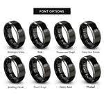 font options for inside engraving on black & grey dollar sign rings