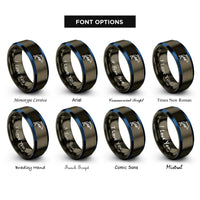 font options for inside engraving on gunmetal & blue dolphin rings