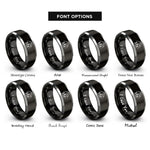 font options for inside engraving on black & gray dome silhouette rings