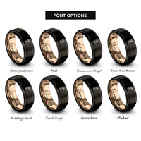 font options for inside engraving on black & rose gold doner wrap rings