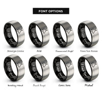 font options for inside engraving on black & silver donkey rings