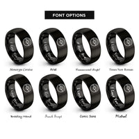 font options for inside engraving on black donut rings