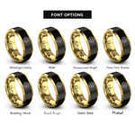 font options for inside engraving on black & gold donut sprinkles rings