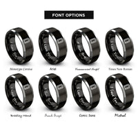 font options for inside engraving on black & grey doorway rings