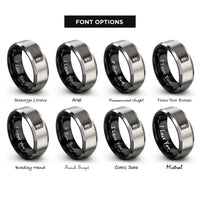 font options for inside engraving on black & grey doorway rings
