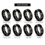 font options for inside engraving on black & gray dopamine molecule rings