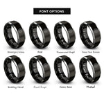 font options for inside engraving on black & silver dot gradient rings