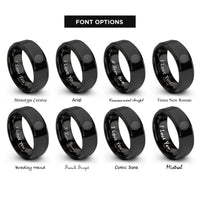 font options for inside engraving on black dot gradient rings