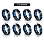 font options for inside engraving on blue & silver dot product ab rings