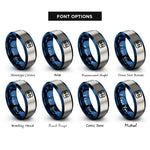 font options for inside engraving on blue & silver dot product ab rings