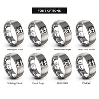 font options for inside engraving on gray dot product ab rings