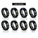 font options for inside engraving on gunmetal & blue dot product ab rings