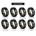 font options for inside engraving on gunmetal & blue dot product ab rings