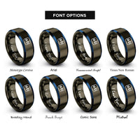 font options for inside engraving on gunmetal & blue dot product ab rings
