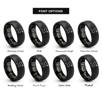 font options for inside engraving on black dotted travel path rings