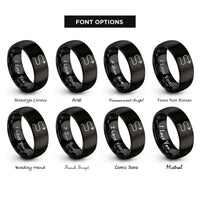 font options for inside engraving on black dotted travel path rings