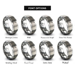 font options for inside engraving on grey dotted travel path rings