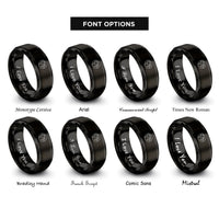 font options for inside engraving on black dotted world map rings