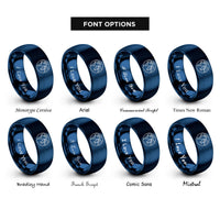 font options for inside engraving on blue dotted world map rings
