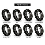 font options for inside engraving on black & gray double barline circle rings