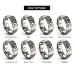 font options for inside engraving on silver double barline circle rings