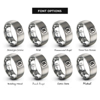 font options for inside engraving on silver double barline circle rings