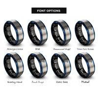 font options for inside engraving on black & blue & grey double bit axe rings