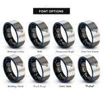 font options for inside engraving on black & blue & silver double bit axe rings