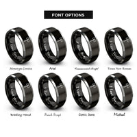 font options for inside engraving on black & gray double bit axe rings