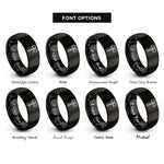 font options for inside engraving on black double bit axe rings
