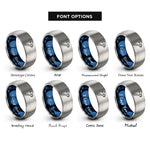 font options for inside engraving on blue & silver double bit axe rings