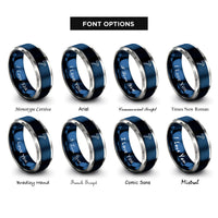 font options for inside engraving on blue & gray double bit axe rings