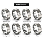 font options for inside engraving on silver double bit axe rings